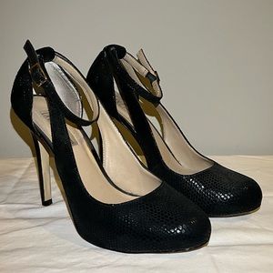 Faux Leather Black Bombshell Stiletto Pumps